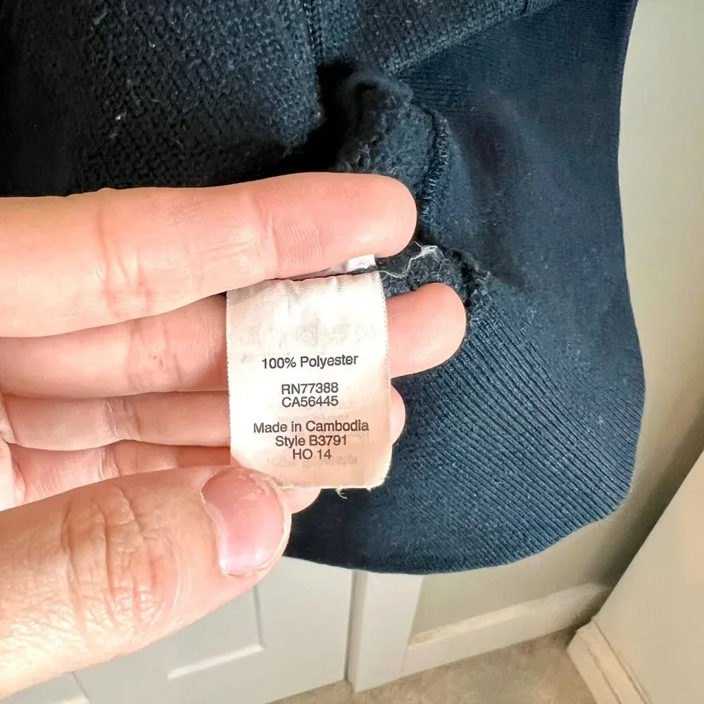 J. Crew Authentic Fleece Navy Blue Full Zip Elbow Patches Mock Neck Size Medium